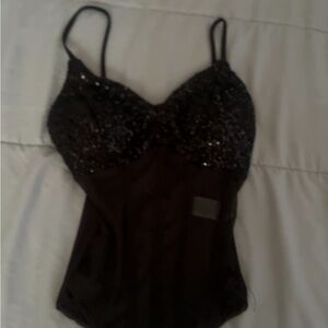 Black Sequin Tank Top